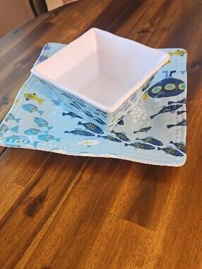 Cynthia Rowley  Melamine Fish Pattern Serving Dish & Bowl Set. New